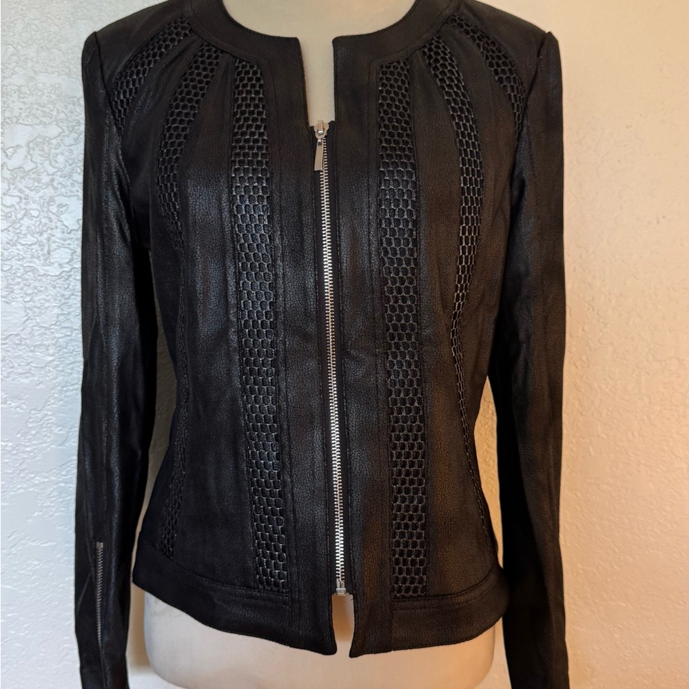 LG Black Textured Leather Jacket